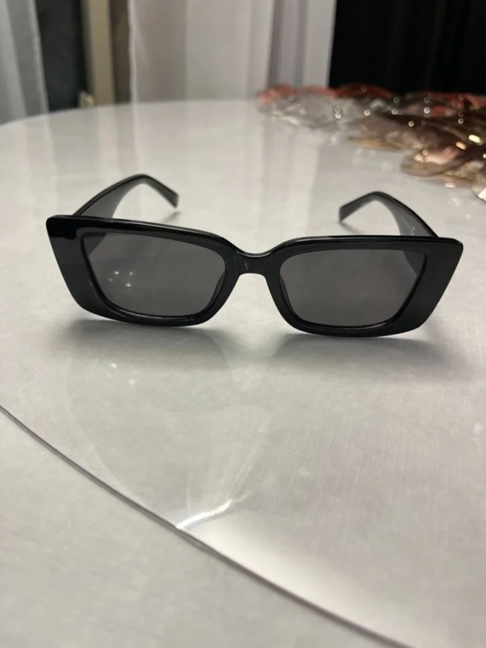 AIRE Novae Rectangular Sunglasses Black Frame Smoke Lens Slim
